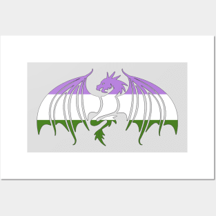 Genderqueer Pride Dragon Posters and Art